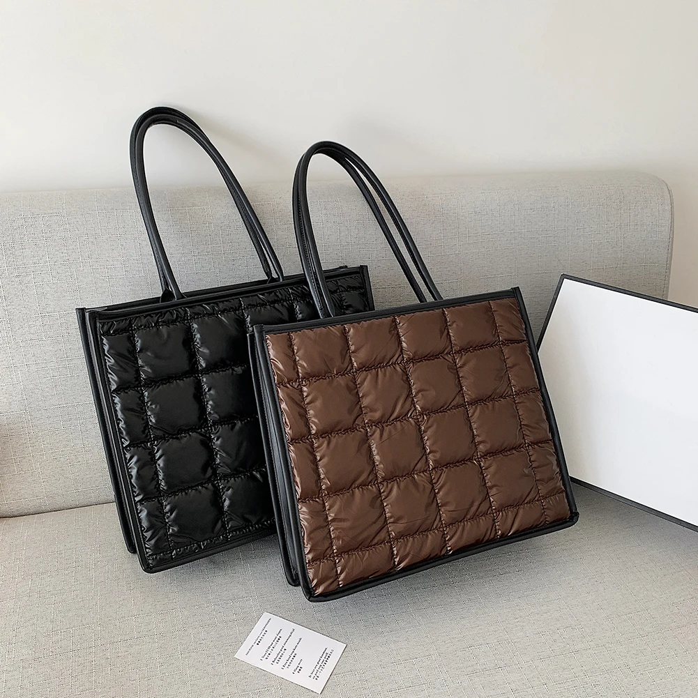 

Модная сумка на плечо в клетку, Женские однотонные сумки, Осень-зима, большая сумка-тоут, удобные сумки для покупок