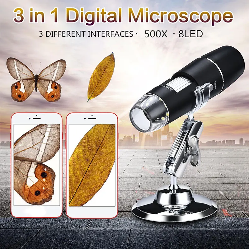 

2019 Hand Held Endoscope 500X Monitoring Digital Microscope Practical Computers for Mobile Phones Drop Shipping
