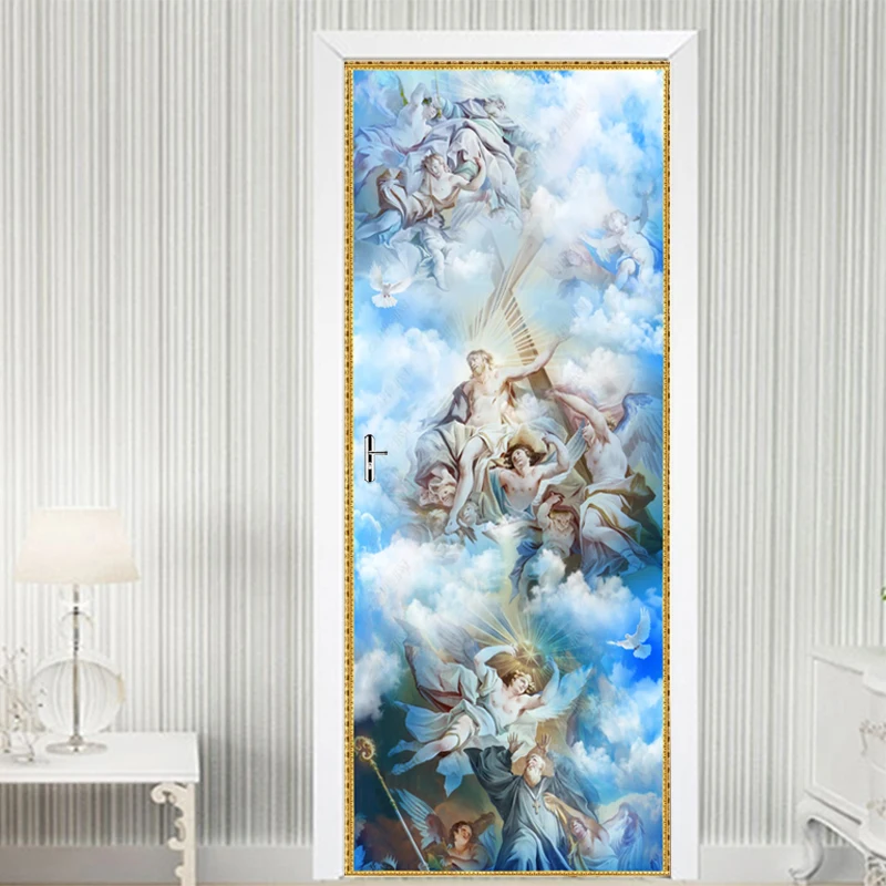 3D наклейка на дверь сделай сам европейская религиозная фигурка ангела обои из