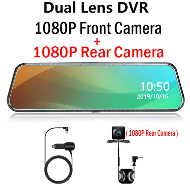 Dual Lens 1080P OLESED T95 10 ips сенсорный экран поток зеркало заднего вида автомобиля Dvr зеркало тире камера Dash Cam двойная камера для автомобиля Full Hd привод рекордер - Color Name: Dual Lens 1080P