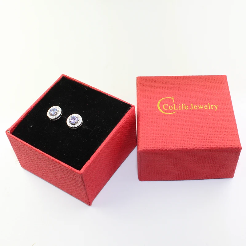 Promtion серебряные серьги гвоздики из танзанита 4 мм круглые натуральные 925 пробы