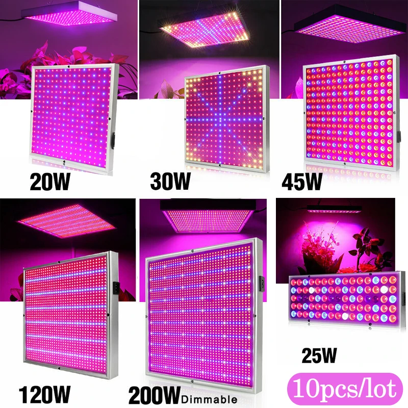 

10pcs Full Spectrum Led Grow Light 20W/30W/120W/200W Panel Phyto Lamp 25W/45W Reflector Leds Fitolamp for Indoor Plant Wholesale