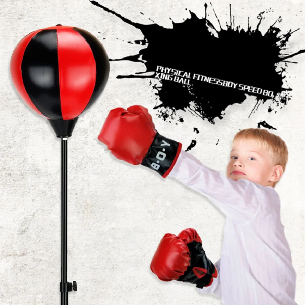 

1Set of Children's Suction Pattern Vertical Boxing for Boys Fitness Exercising Sports Projicts(Black Red)