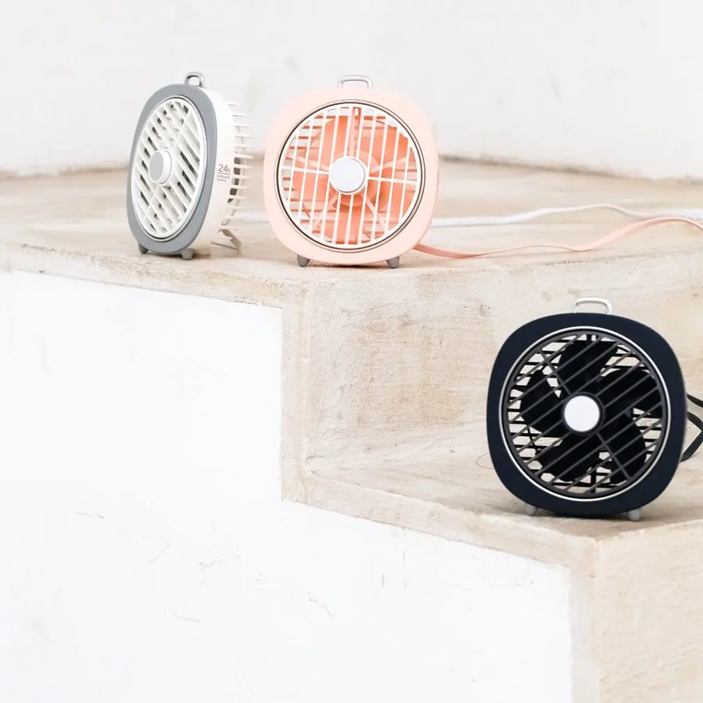 

Portable Mini Night Light Electric Fan Retro Desktop USB Charging Fan Handheld Air Conditioner Cooling Fan Rotary Cover