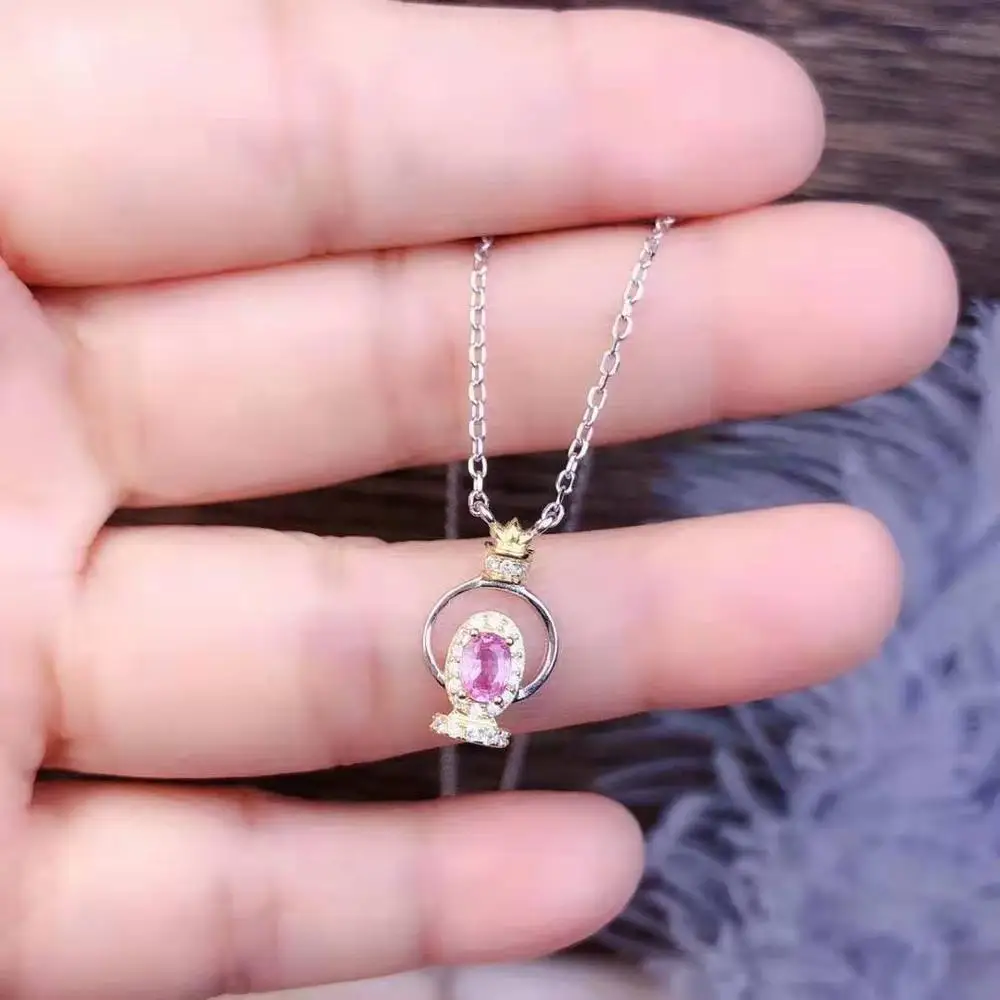 Ожерелье из розового сапфира 4 Х5 мм