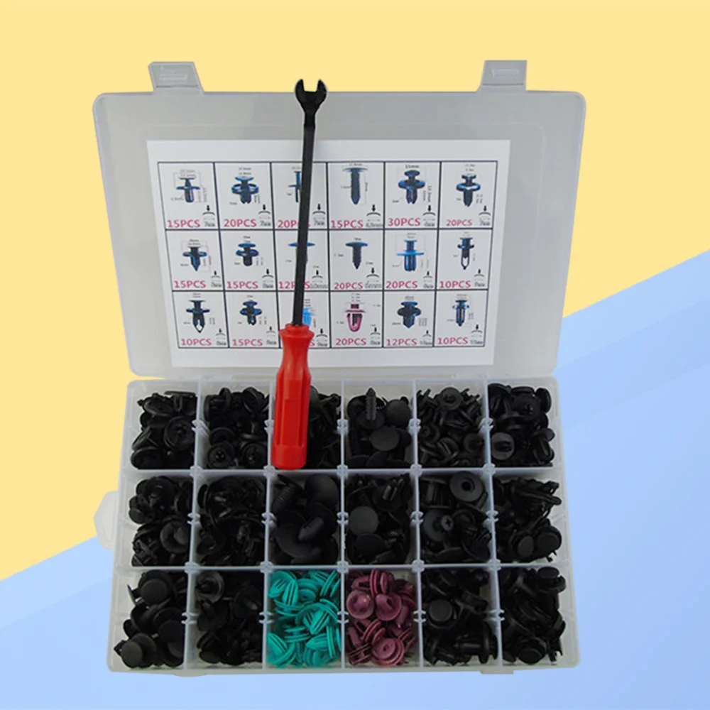 

299 Pcs Nylon Automotive Push Bumper Fastener Rivet Clips Car Push Type Rivet Pin Clips with A Setting Tool