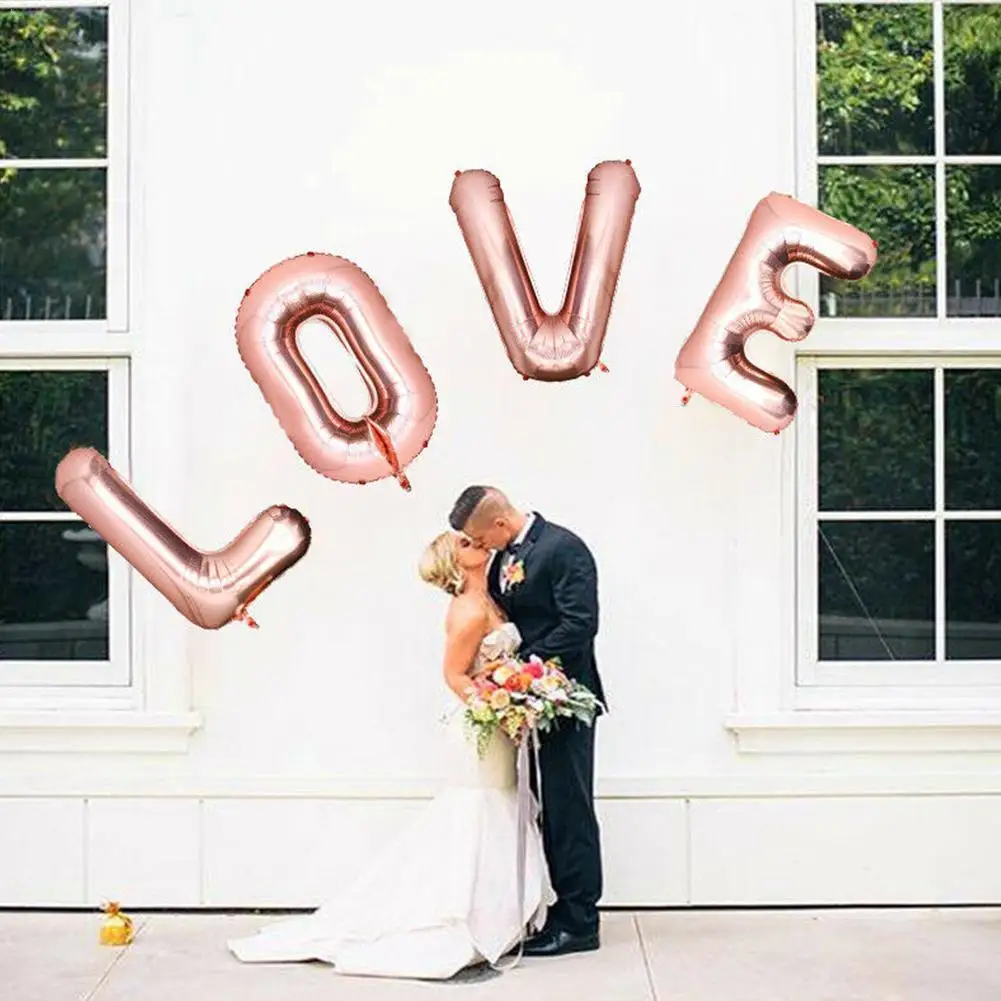 

32inch Letter Aluminum Balloon Wedding Decoration Love Letter Foil Helium Wedding Balloons Rose Gold Engagement