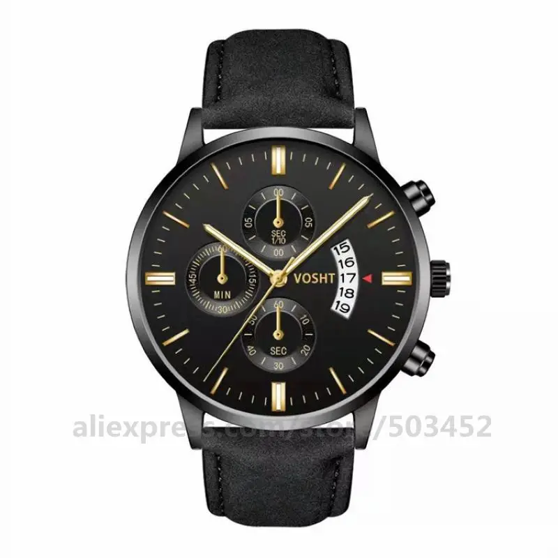 100 шт./лот мужские часы с календарем матом ПУ ремешком 3 глаза украшенные