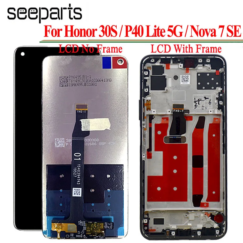 

Tested Well 6 .5'' For Huawei Nova 7 SE / P40 lite 5G Lcd Display Touch Screen Digitizer Assembly For Honor 30S CDY-AN90 LCD