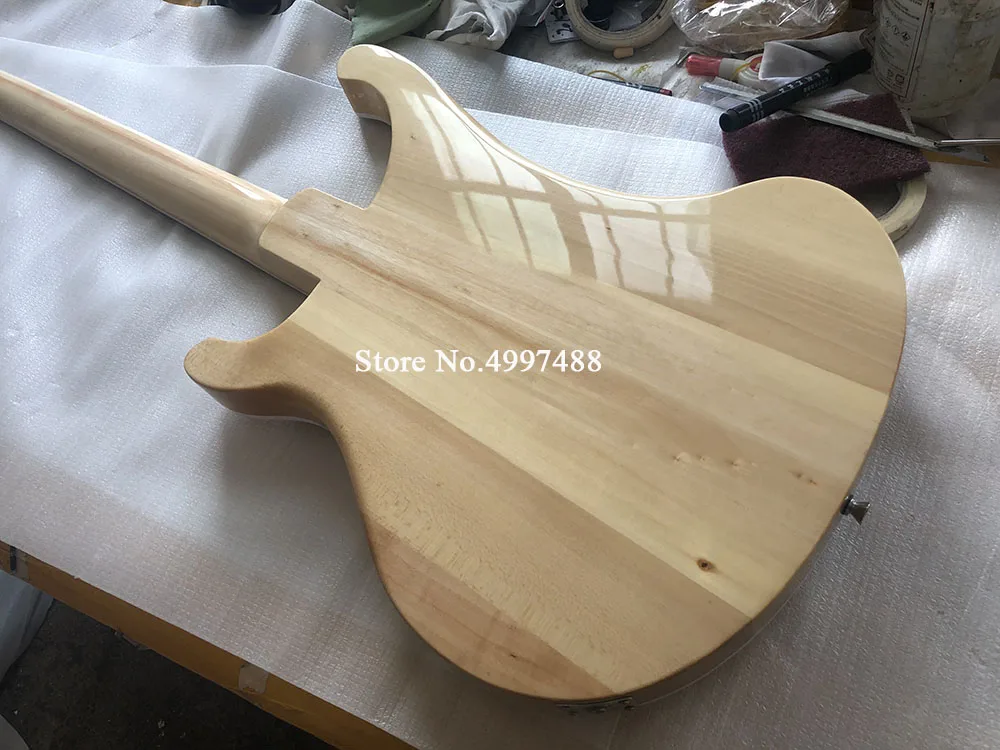 Высококачественная модель 4003, 4 струнные басы, шея через тело, краска по дереву, розовая деревянная доска, упаковка доставки, реальные фотографии