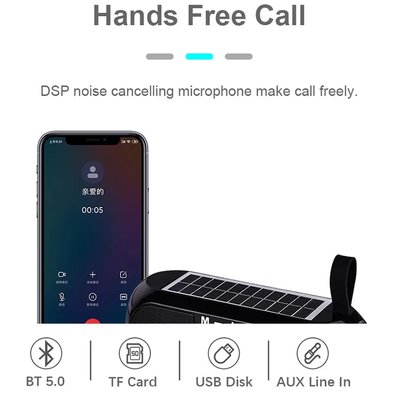 Bluetooth-колонка T &amp G TG182 с зарядкой от солнечной батареи