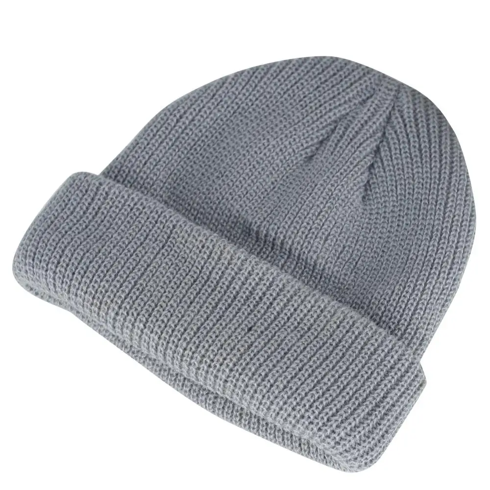 Серые зимние тонкие вязаные шапки для мужчин и женщин в стиле хип хоп