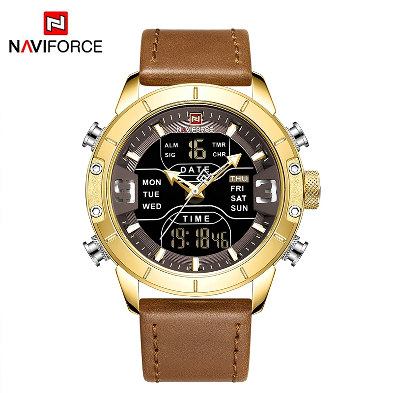 NAVIFORCE мужские роскошные брендовые золотые часы мужские спортивные повседневные кварцевые наручные мужские часы бизнес военные часы Relogio Masculino - Цвет: GBLBN