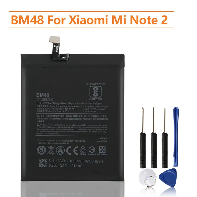 

Replacement Battery BM48 For Xiaomi Mi Note 2 Note2 Rechargeable Phone Battery 4070mAh