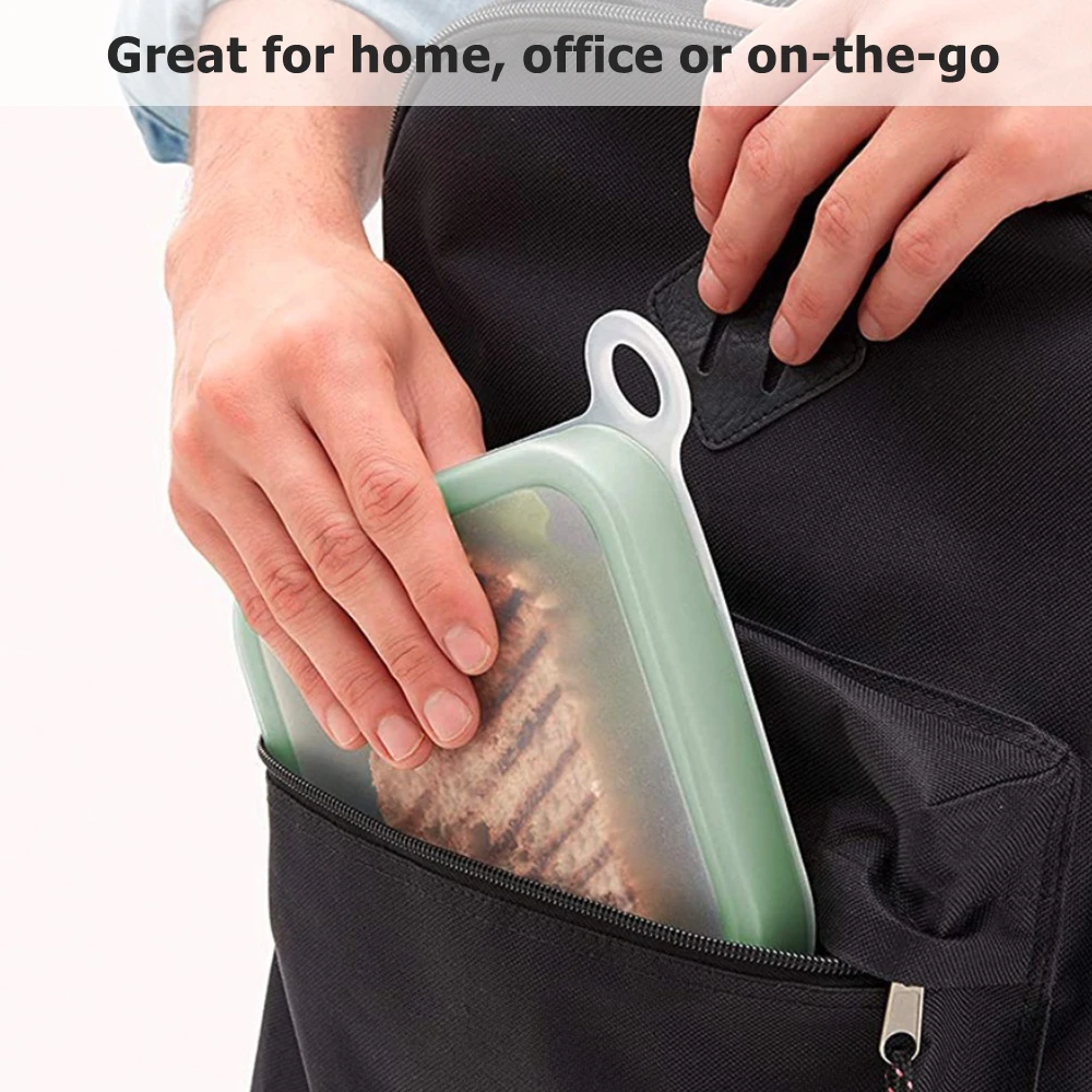 Reusable Sandwiches Toast Bags Silicone Food Storage Container Lunch Bag for Snacks Fruits School Work or Travel | Дом и сад