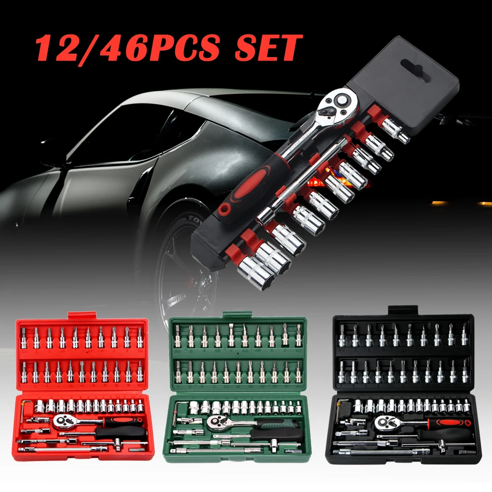 

46-дюймовый набор инструментов для ремонта автомобиля, коробка для механических инструментов для дома, Набор торцевых гаечных ключей, Набор отверток с храповым механизмом