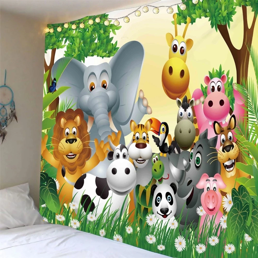 

Настенный гобелен с 3D рисунком зоопарка, украшение для спальни, домашний декор, настенный художественный гобелен разных размеров, Прямая по...