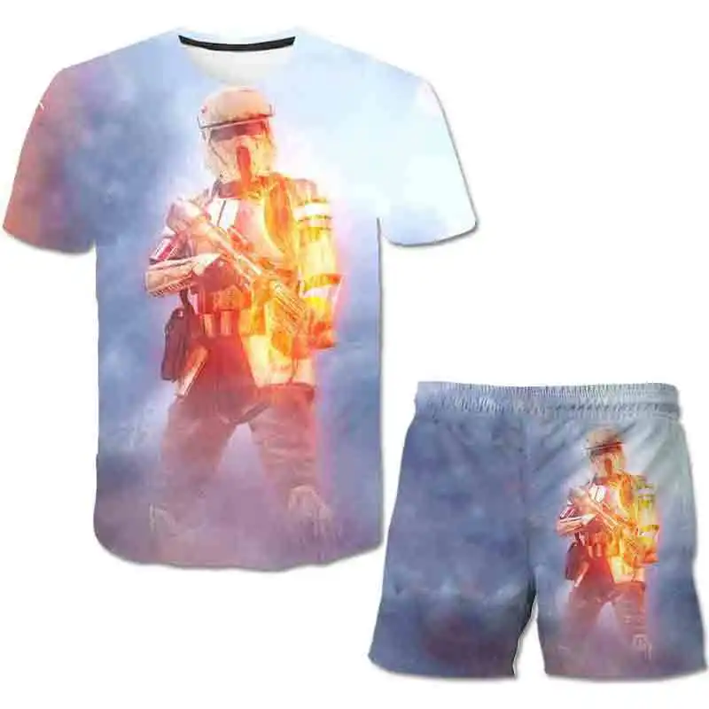 

New fashion children's T-shirt suit 3D cartoon pattern dress summer children's dress