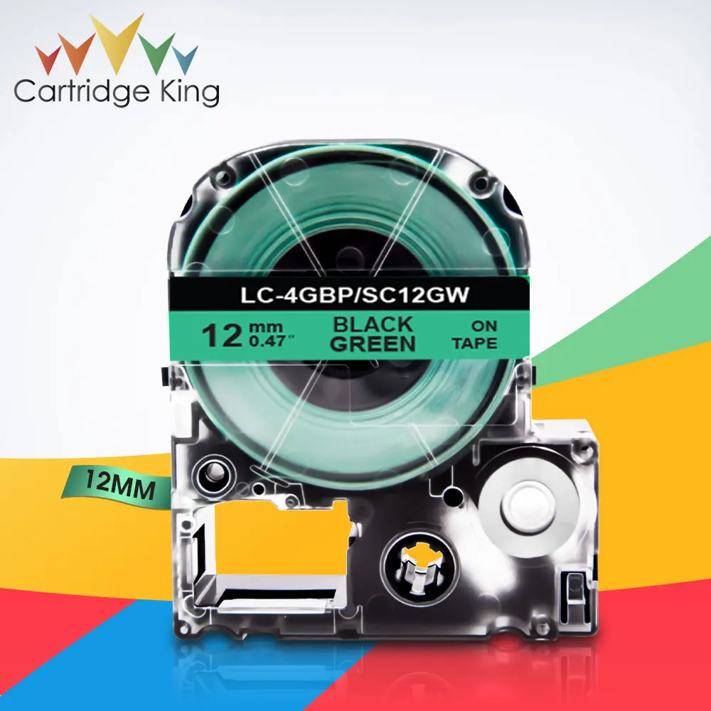 SC12GW LC 4GBP черного зеленого цвета 1/2 &quot12 мм этикеточная лента для Epson LabelWorks LW 300 300L C410