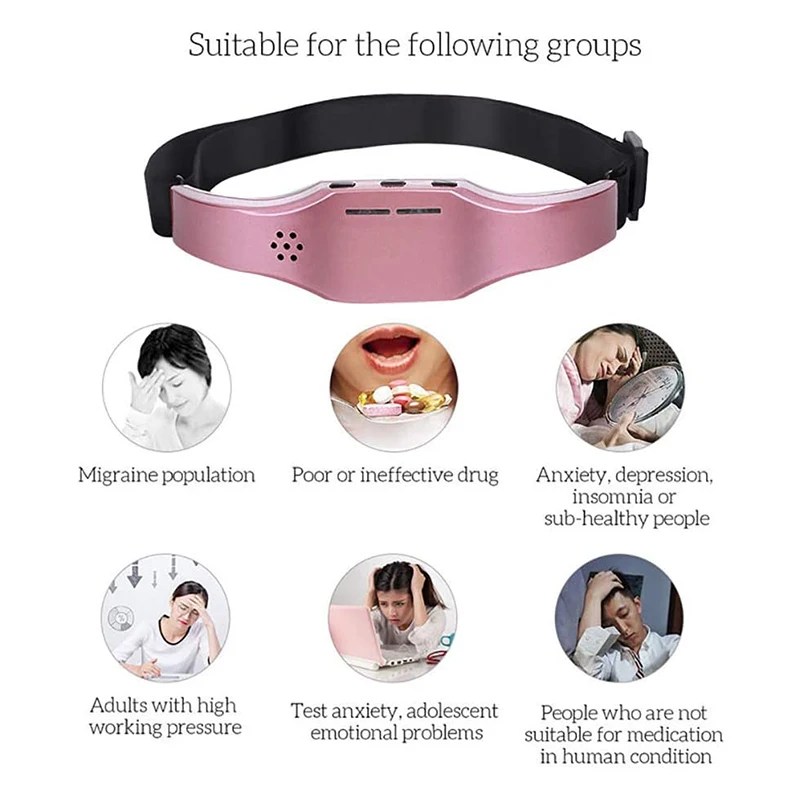 

Brain Relaxation Low Frequency Pulse Improve Sleep Health Migraine Relief Brain Massager Stimulator EMS Head Massager Forehead