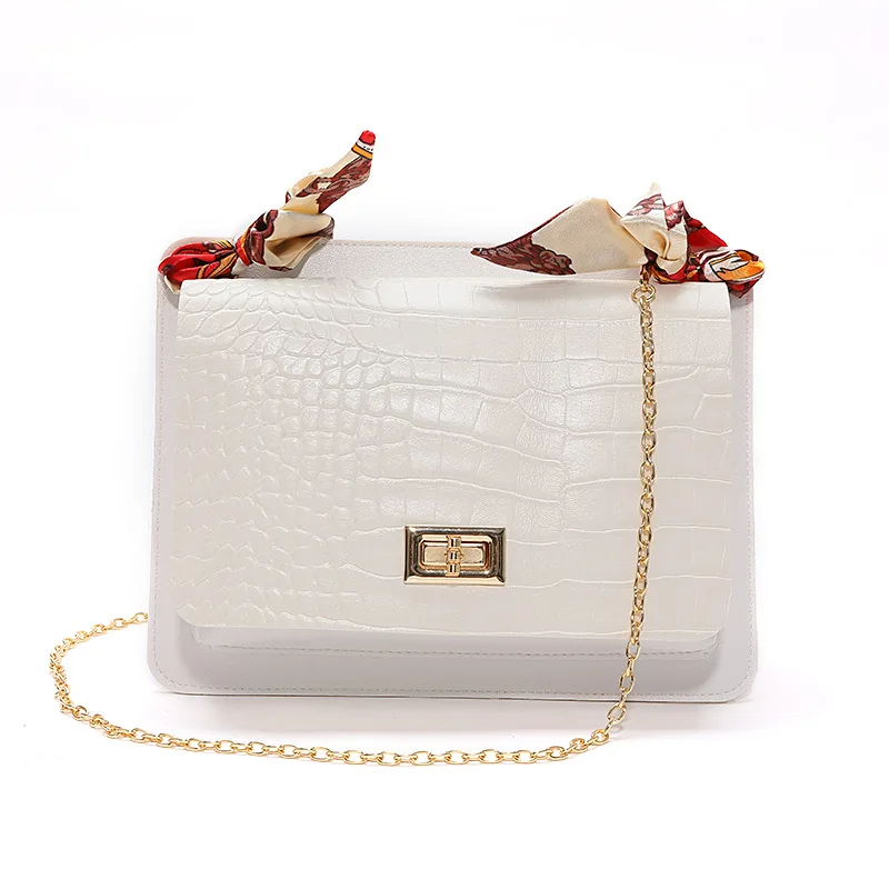 

Double-sided Female Bag Crocodile Pattern Lock Chain Square Bag Shoulder Diagonal Jelly Scarf Mobile Phone Bag