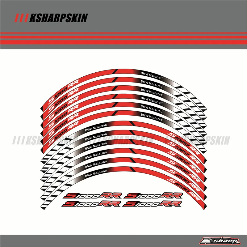 

12 X Thick Edge Outer Rim Sticker Stripe Wheel Decals FIT BMW S1000RR 17''