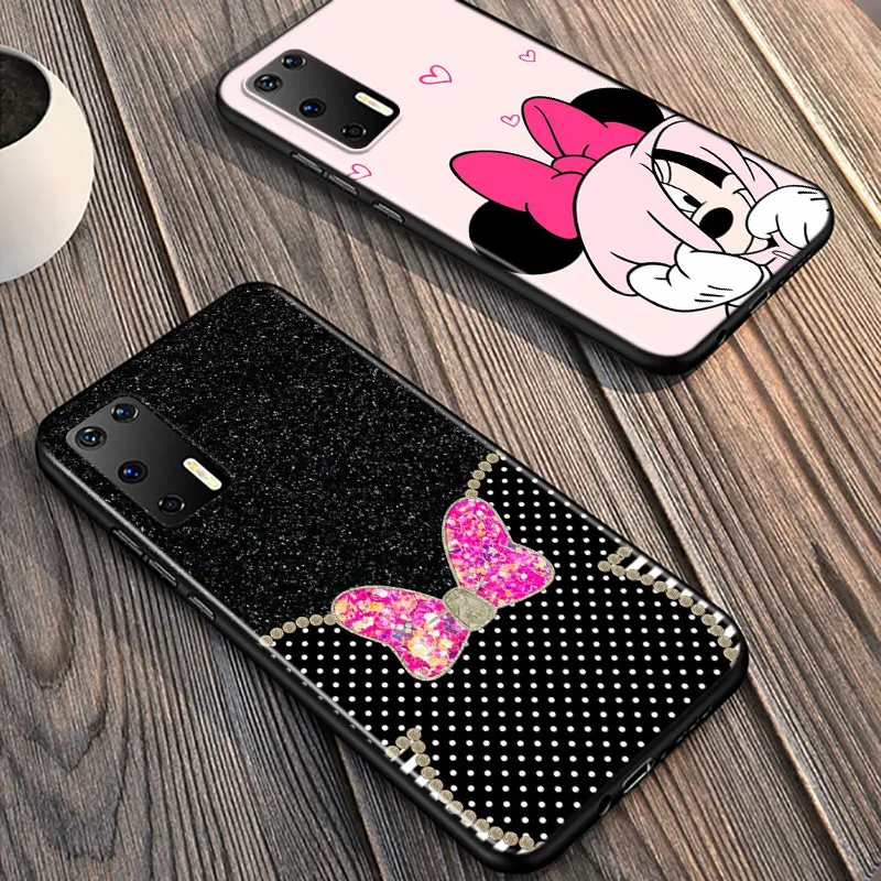 Red Mickey Minnie For Huawei P50 P40 P30 P20 P10 Pro Lite P Smart Z 2021 2019 4G 5G Silicone Soft Black Phone Case