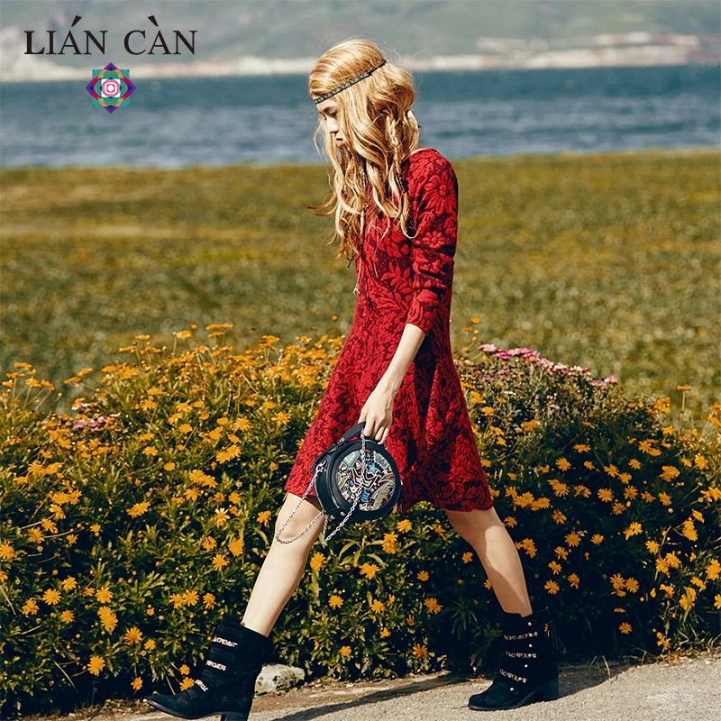 LIAN CAN круглая сумка в национальном стиле с вышивкой роскошные сумки женские