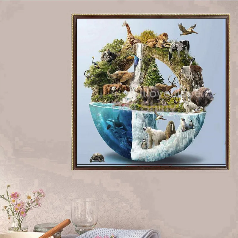 Алмазная вышивка 5D сделай сам с квадратными стразами животные слон Кит полярная