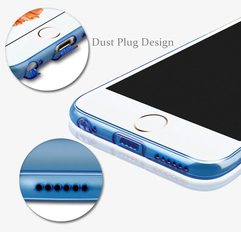 Роскошный градиентный цветной прозрачный чехол для телефона iPhone 8 6 6S 7 Plus тонкий