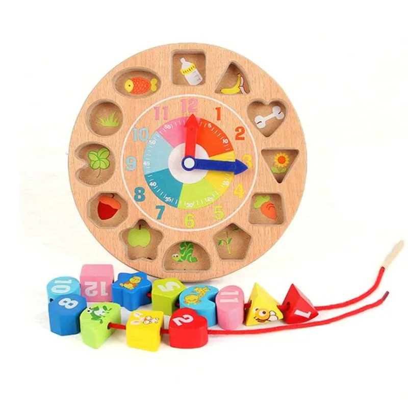 

New Kid Math Toys Montessori Wooden Number Beading Clock Baby Children Early Education Developmental Puzzle Game Blocks