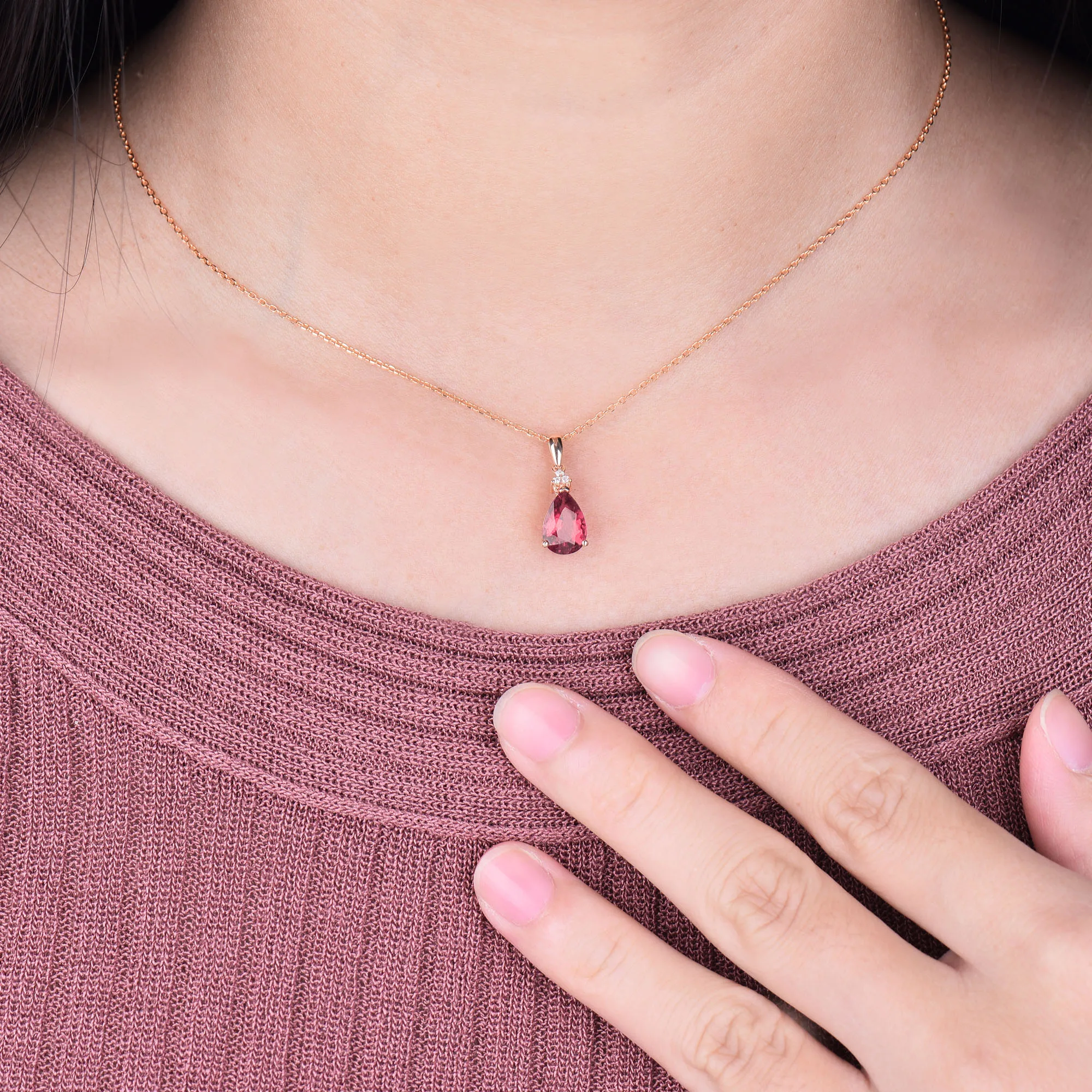 Женская подвеска из турмалина в форме груши 14 к|Подвески| |