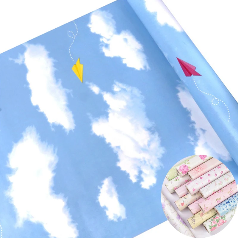 

Обои пасторальные самоклеящиеся, водонепроницаемые настенные Стикеры с цветами, розой, лавандой, голубым небом, украшение для дома, гостино...