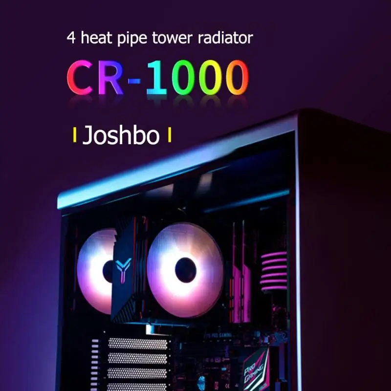 Светодиодный кулер для процессора Jonsbo CR1000 с 4 тепловыми трубками ШИМ 4Pin радиатор