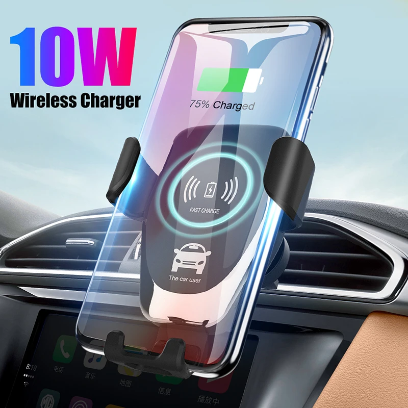 

QI 10W 7.5W 5W Car Wireless Charger Gravity Car Phone Holder Wireless Charging Auto Bracket for iPhone 12 11 X Xiaomi 8 9 10 LG