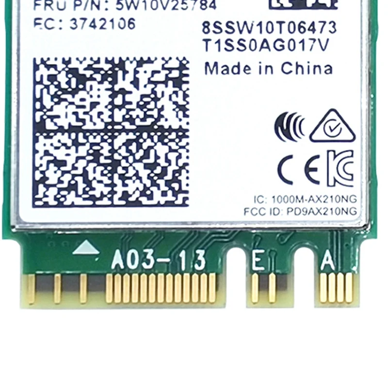 

Dual Band WI-FI 6E AX210 M.2 NGFF Wireless Card for AX210NGW 2.4Ghz/5G 802.11Ax Bluetooth 5.2 Wifi Network Card
