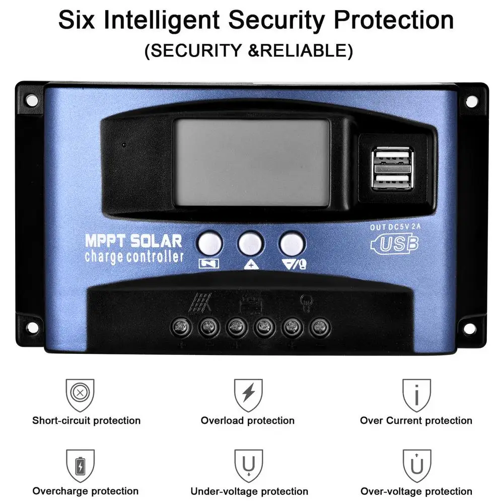 Контроллер заряда солнечной батареи 150 А/100 А/80 А/60 А/50 а/30 А MPPT PWM USB Регулируемый
