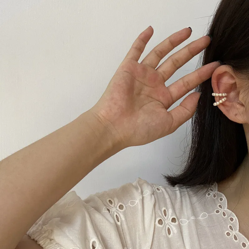 Жемчужные серьги клипсы в Корейском стиле милые романтичные жемчужные для