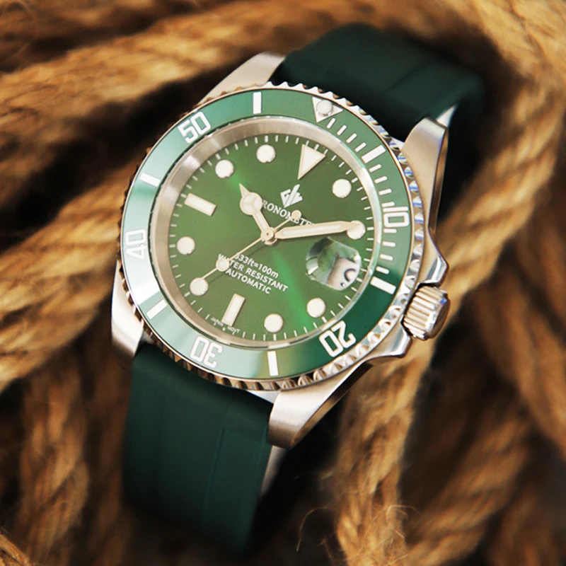 

Мужские водонепроницаемые часы с автоматическим механическим сапфировым ремешком из нержавеющей стали