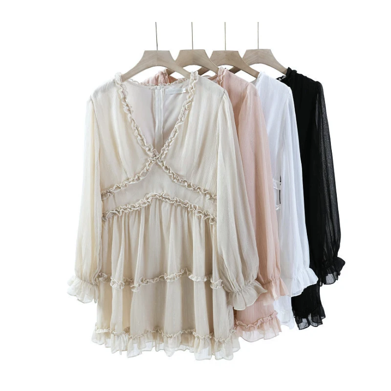 Модное платье европейское летнее складное кружевное сексуальное шифоновое 2680 |