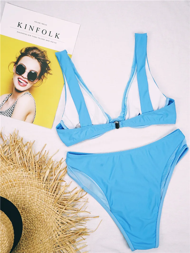 Женский комплект бикини 2020 летний сексуальный купальник женский однотонный