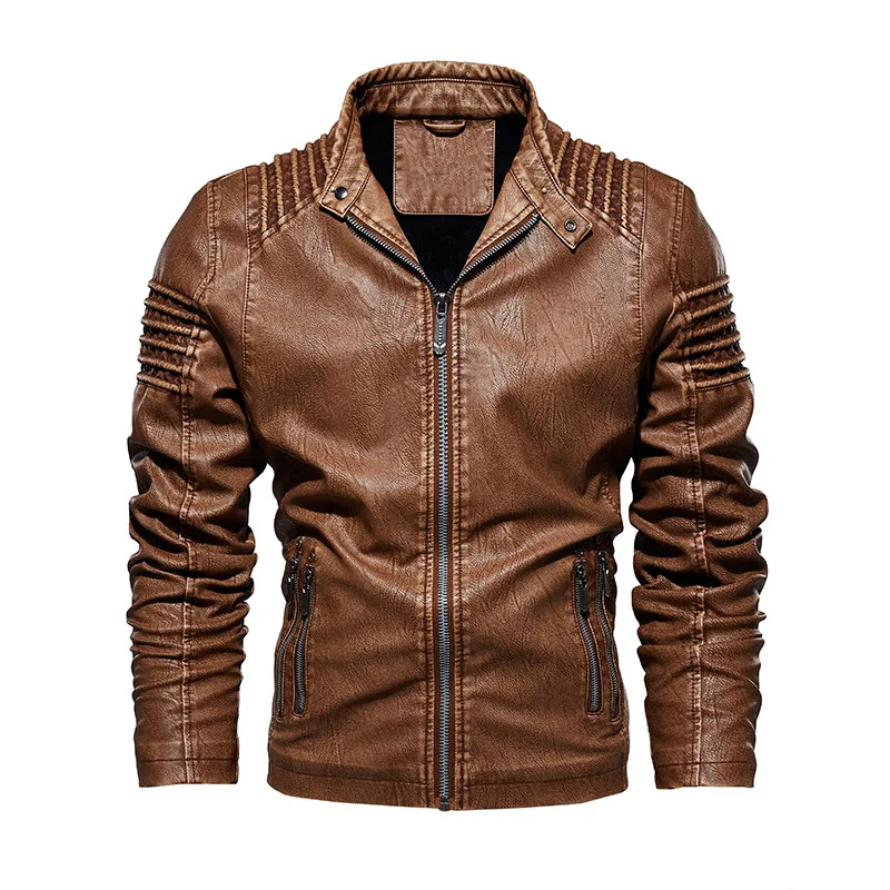

Мужская теплая байкерская куртка MORUANCLE, мотоциклетная теплая куртка из искусственной кожи с флисовой подкладкой, верхняя одежда с воротник...