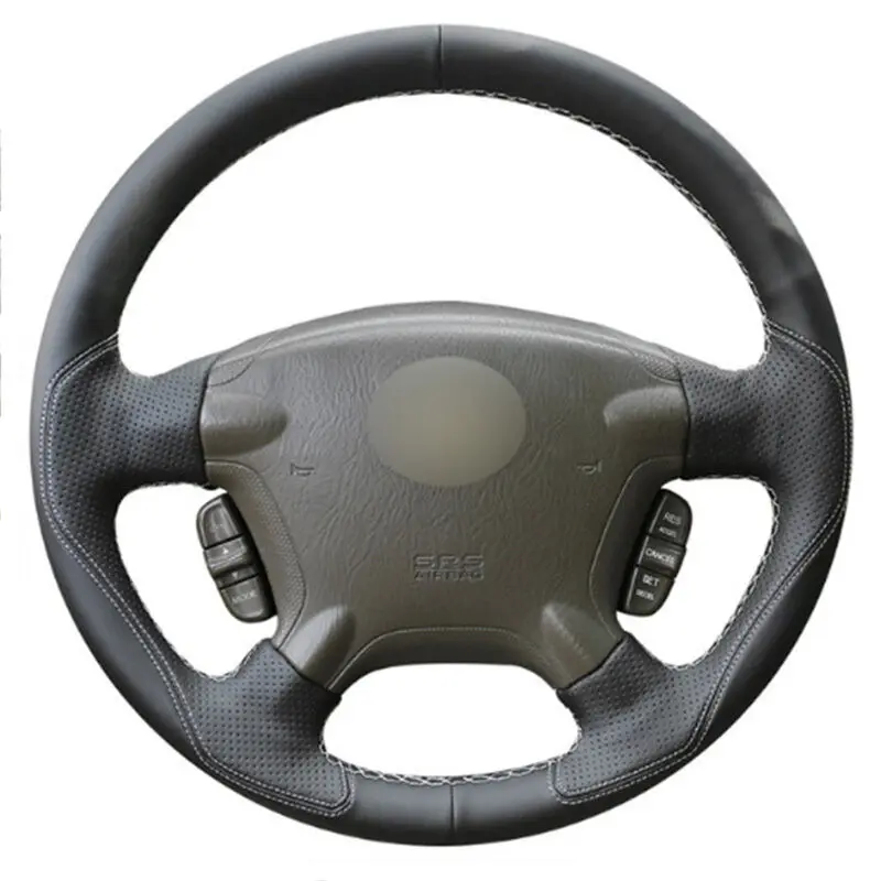 

For Honda CR-V 2003-2006 Top Leather Steering Wheel Hand-stitch on Wrap Cover