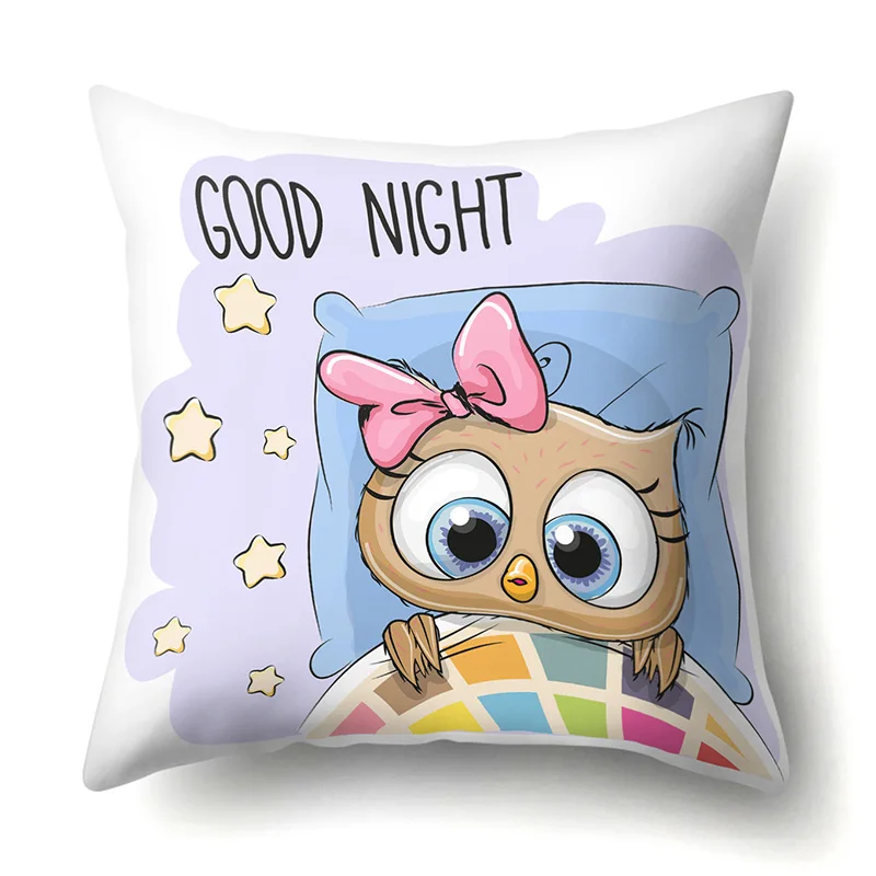 Сова Pattern чехол для подушки с рисунком животных; платья с изображением птиц из полиэстера с подушка чехол украшение Офис декоративная наволочка для подушки 45X45 см