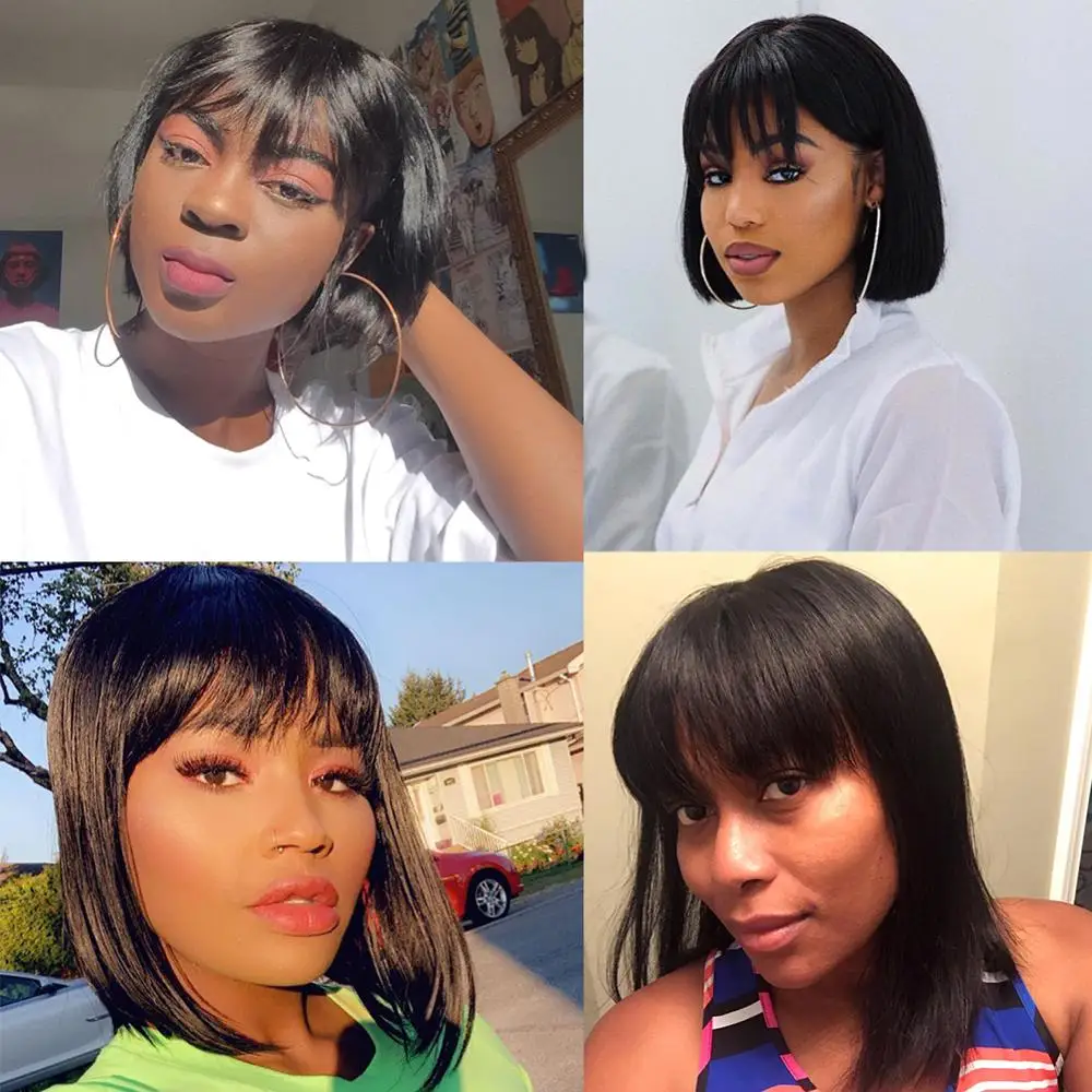 FAVE Короткие парики для Боба бразильские человеческие волосы натуральный черный