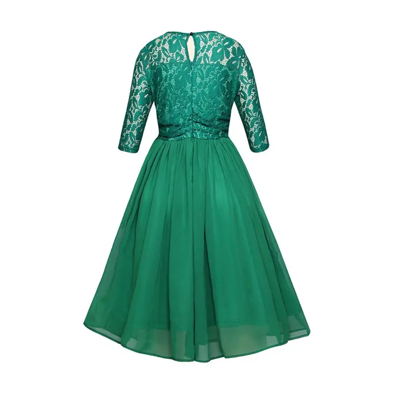 Плюс размер 2XL Элегантные зеленые кружевные вечерние платья круглый в винтажном