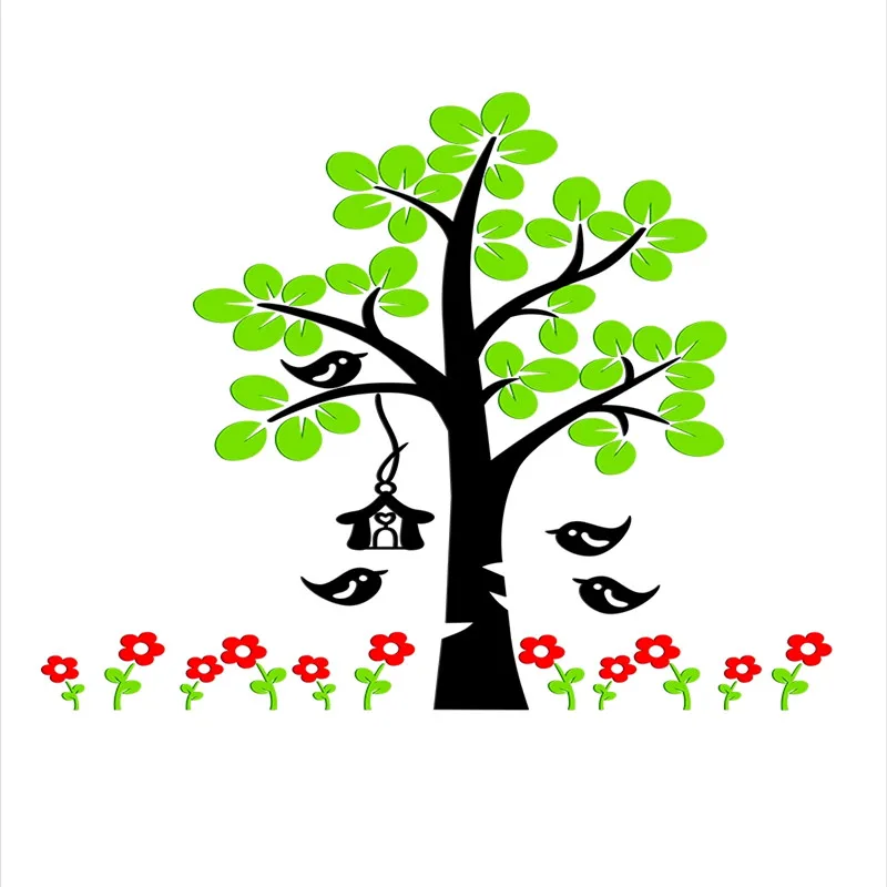 Stickers Muraux Acrylic Cartoon Tree 3d Three-Dimensional Wall Stickers Living Room Bedroom Sofa TV Background Room Decoration