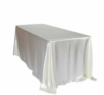 145x320cm White/Black Tablecloths Table Cover Rectangular Satin Tablecloth for Wedding Birthday Party Hotel Banquet Decoration - Color: Beige