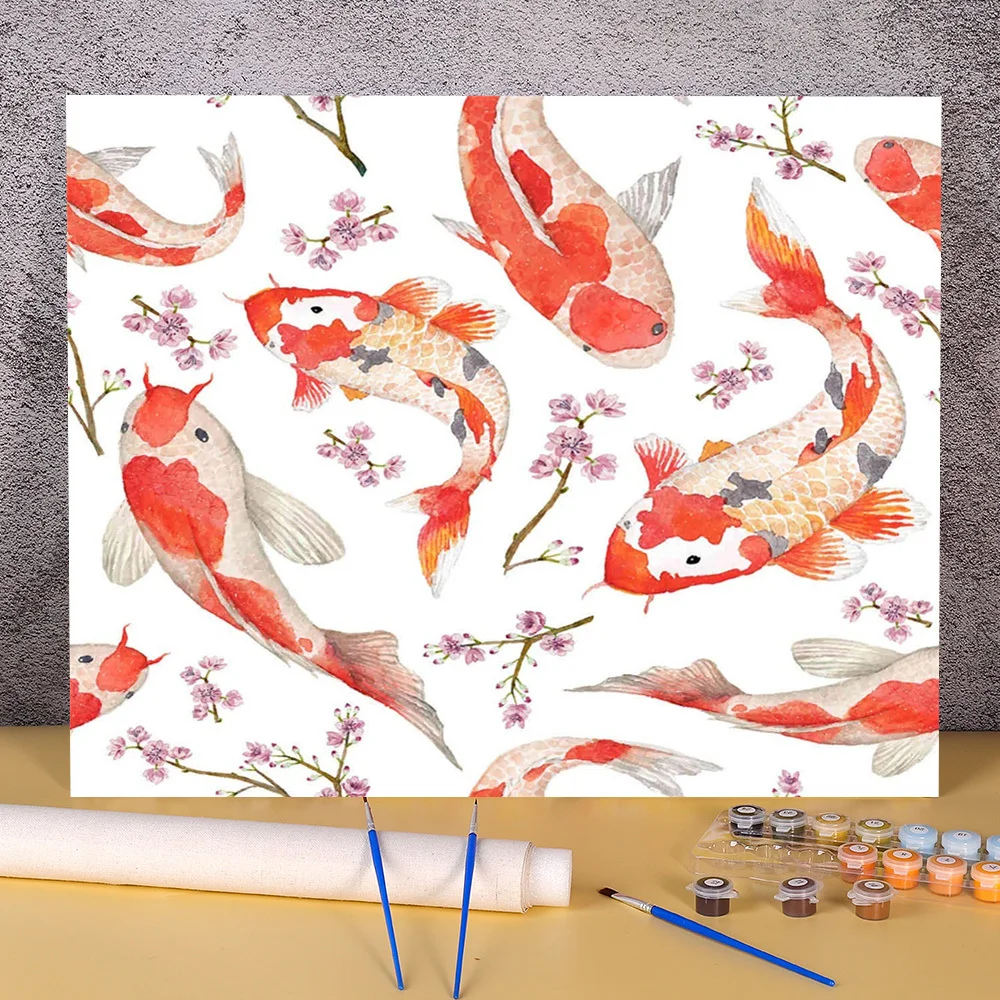 

Набор для рисования по номерам на холсте, животные, карп, акриловая краска, s 40*50, масляная краска, картины для стен, для взрослых, оптовый рису...