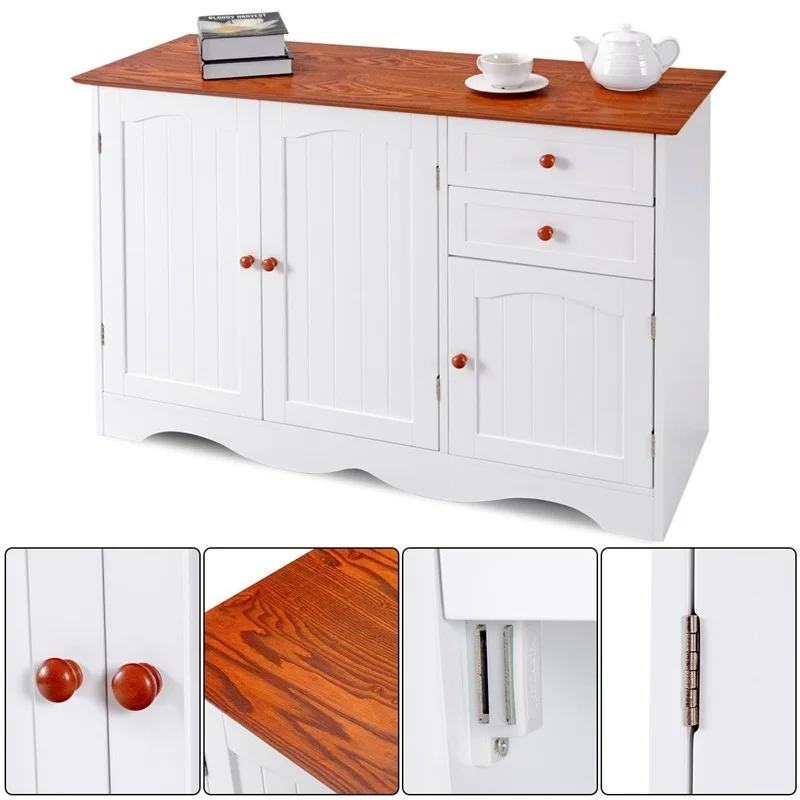 Европейский Простой буфет шкаф для хранения кухонный сервант с 2 ящиками крепкий